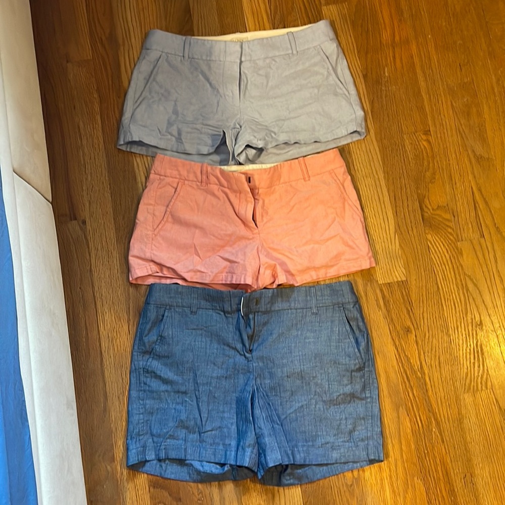 Set of 3 - J. Crew Shorts - Size 6 - Blue, Chambray & Pink